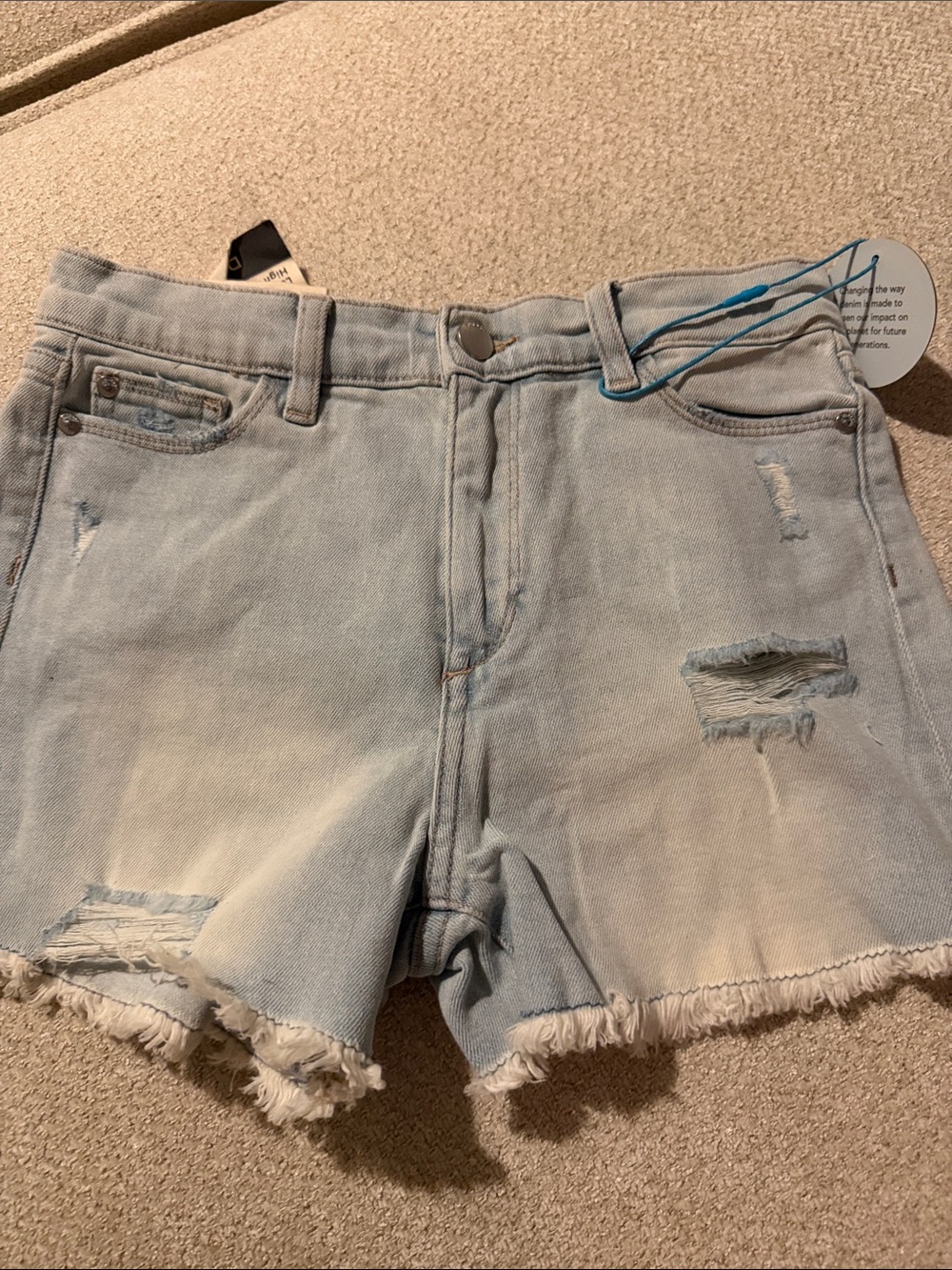 DL1961 Light Blue Distressed Denim Shorts